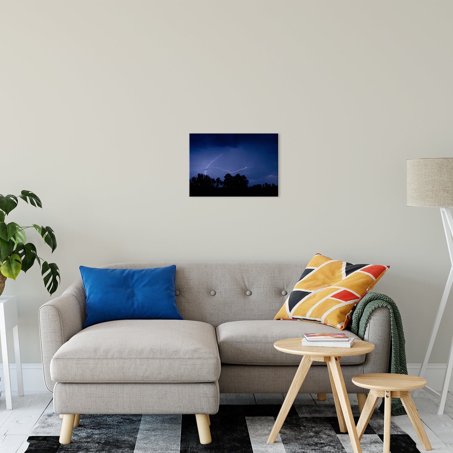 Lightning Over the Valley Night Photo Fine Art Canvas Wall Art Prints 16" x 20" - PIPAFINEART