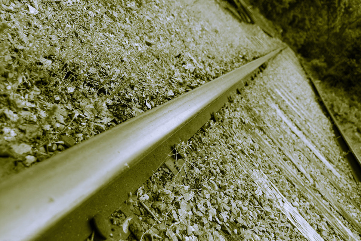 Lonely Rail in Sepia Rural Landscape Photo Fine Art Canvas Wall Art Prints - PIPAFINEART