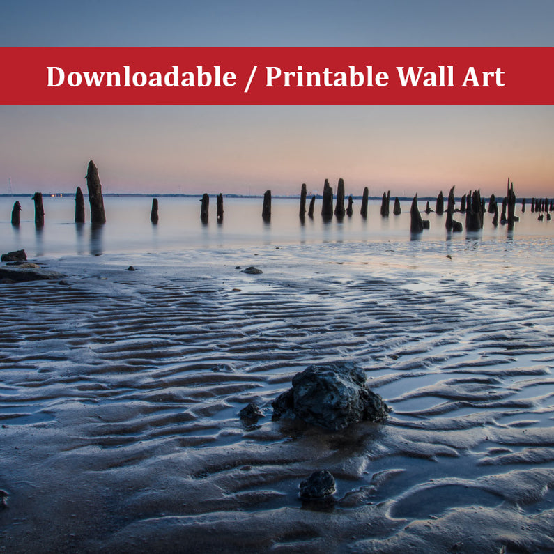 Low Tide At Battery Landscape Photo DIY Wall Decor Instant Download Print - Printable - PIPAFINEART