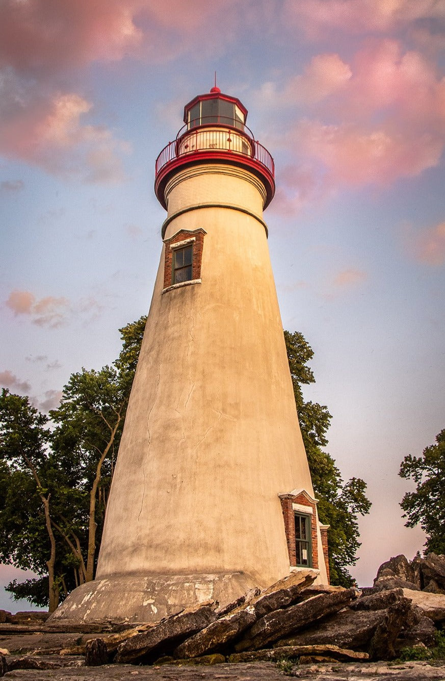 Marblehead Lighthouse at Sunset From the Shore Landscape Photo DIY Wall Decor Instant Download Print - Printable - PIPAFINEART