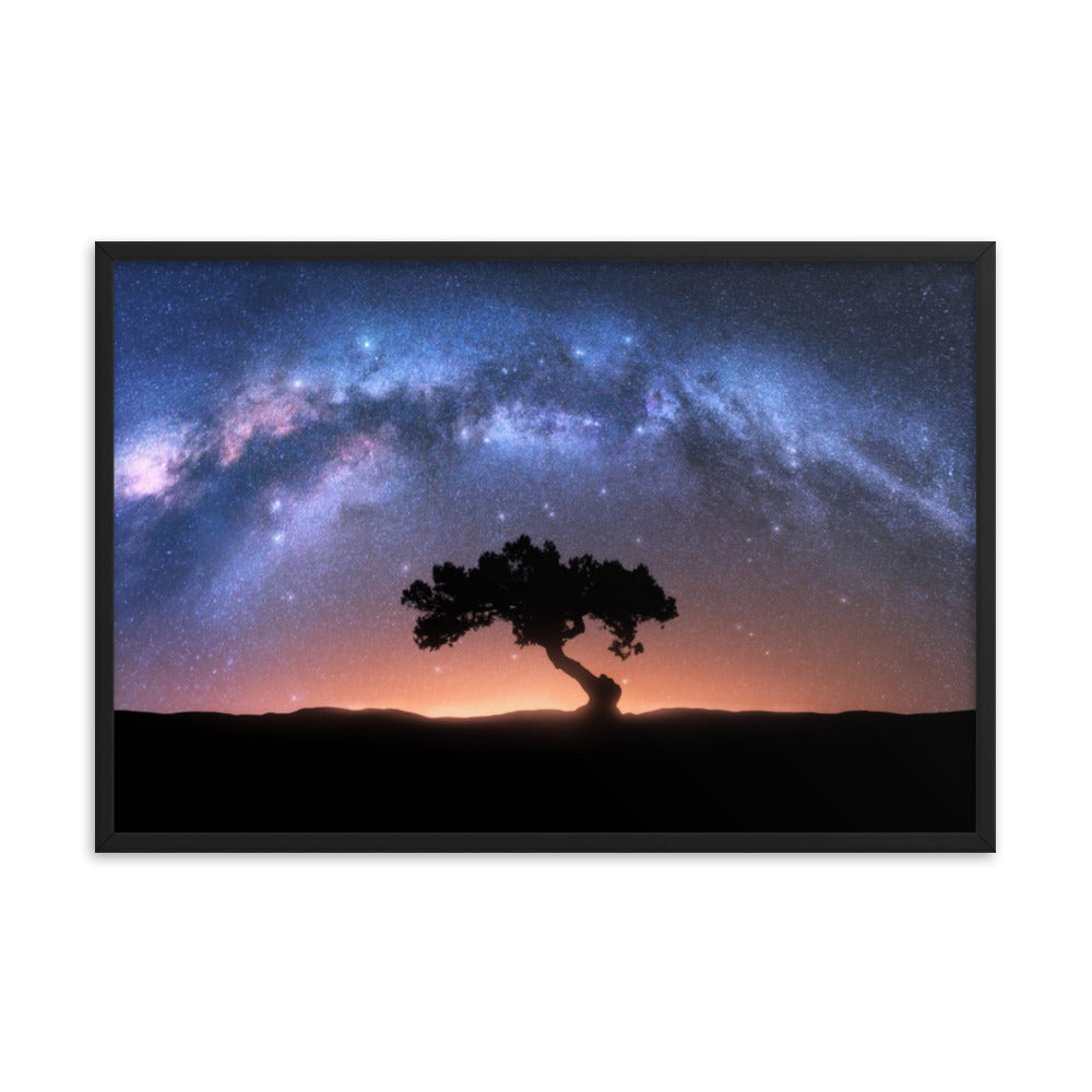 Solitary Sentinel Milky Way Arch and Tree Night Galaxy Framed Wall Art Prints
