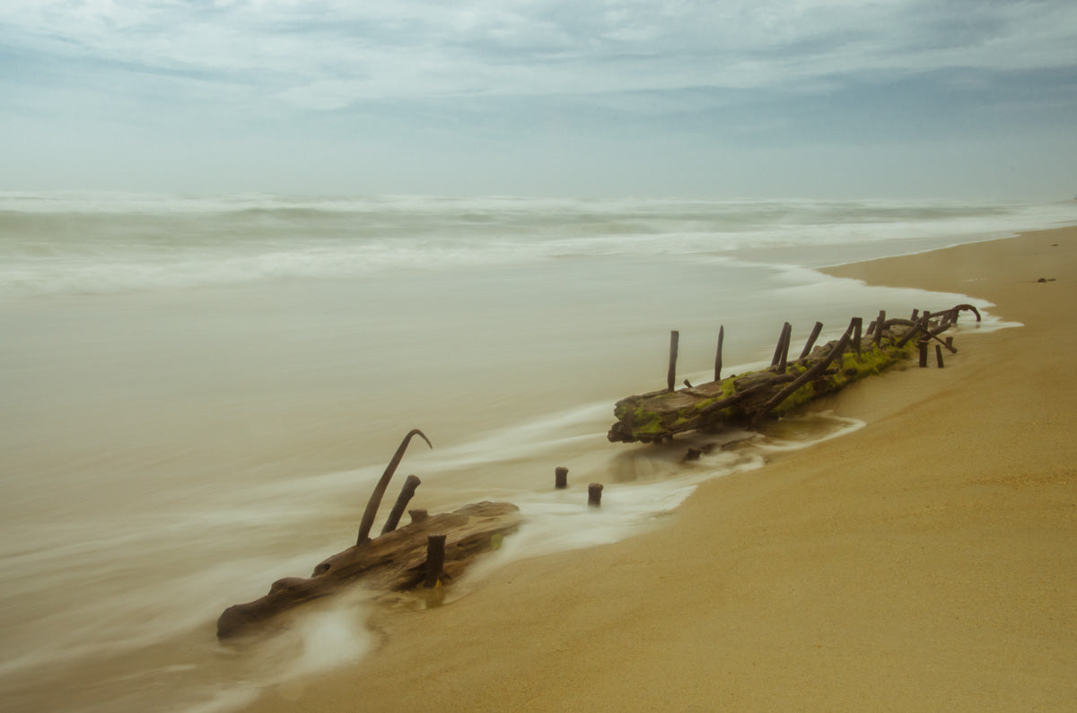 Misty Shipwreck on the Beach Landscape Photo DIY Wall Decor Instant Download Print - Printable - PIPAFINEART