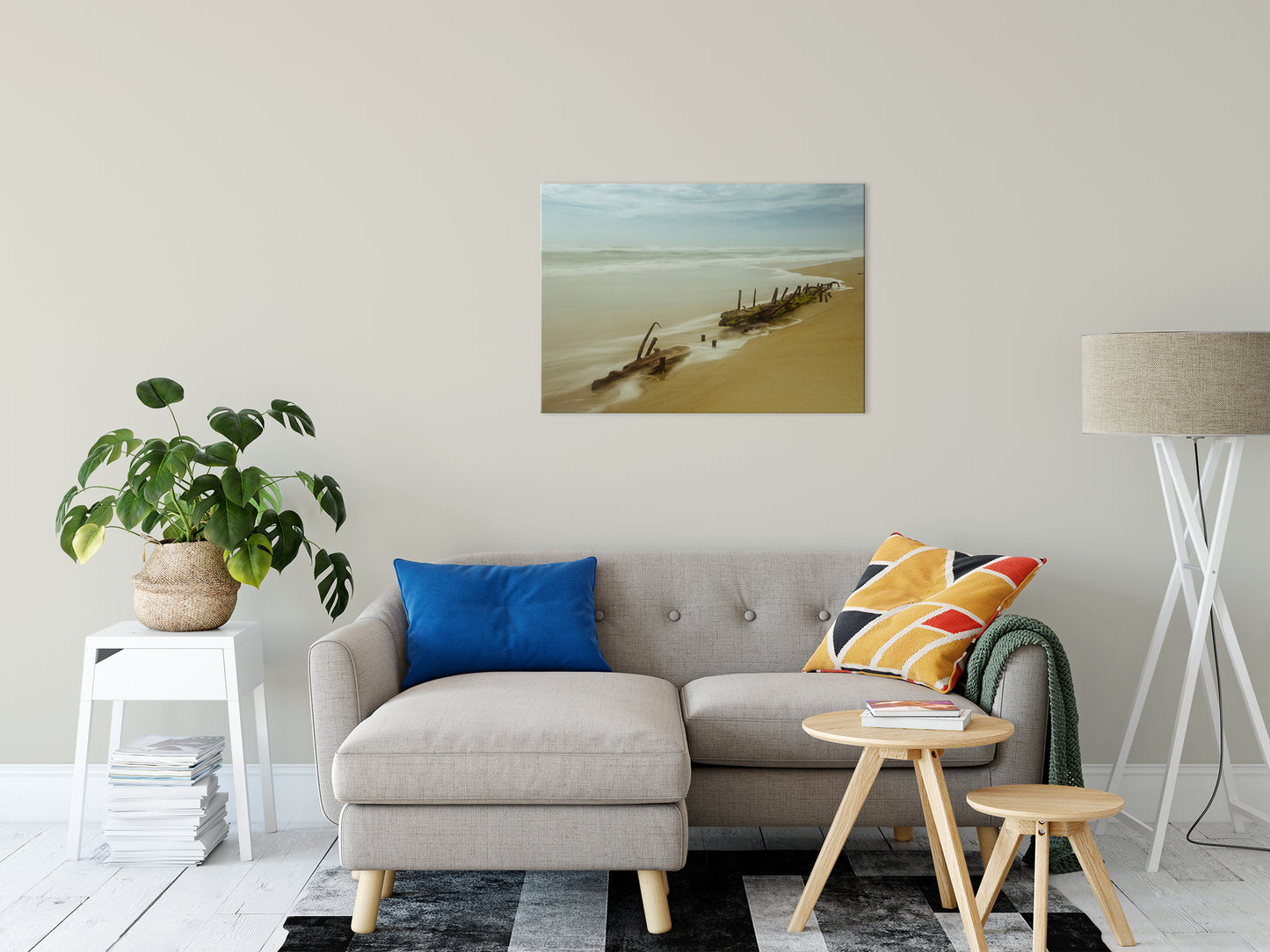 Misty Shipwreck Coastal Landscape Photo Fine Art Canvas Wall Art Prints 24" x 36" - PIPAFINEART
