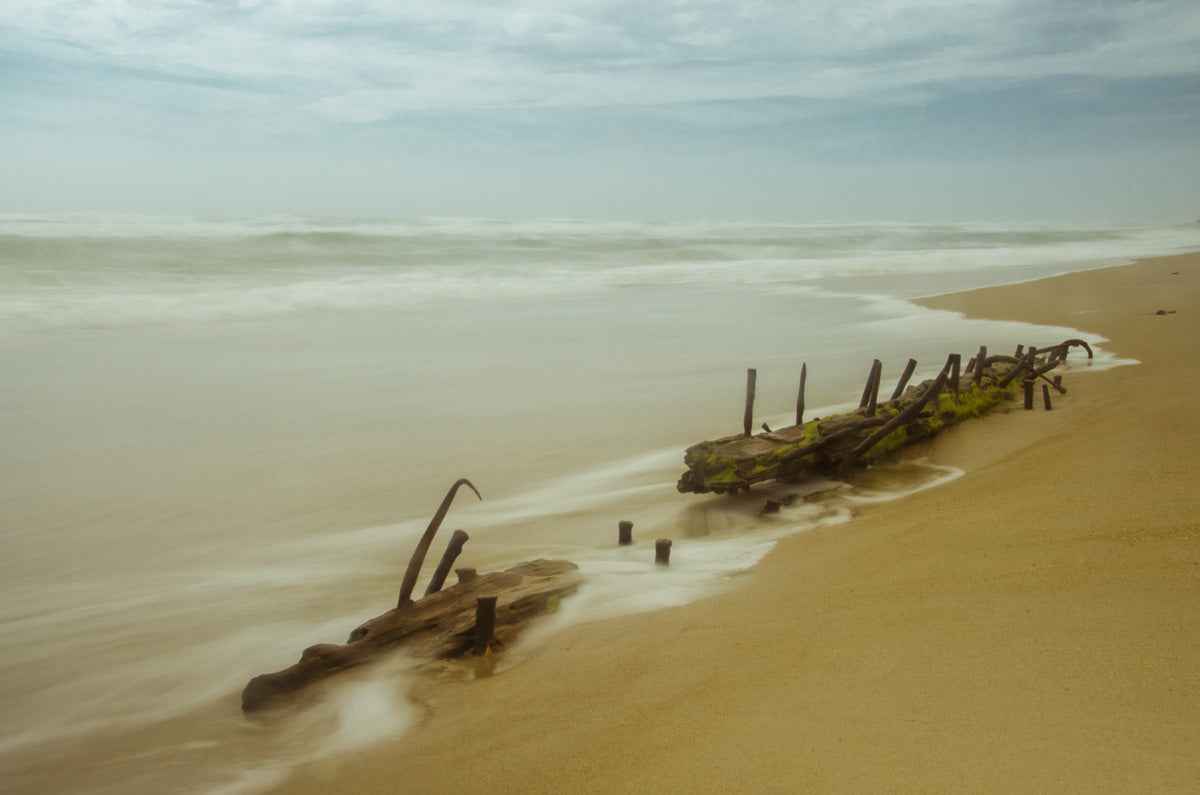 Misty Shipwreck Coastal Landscape Photo Fine Art Canvas Wall Art Prints