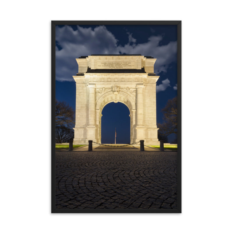 Night Photo At Valley Forge Arch Urban Landscape Photo Framed Wall Art Print  - PIPAFINEART