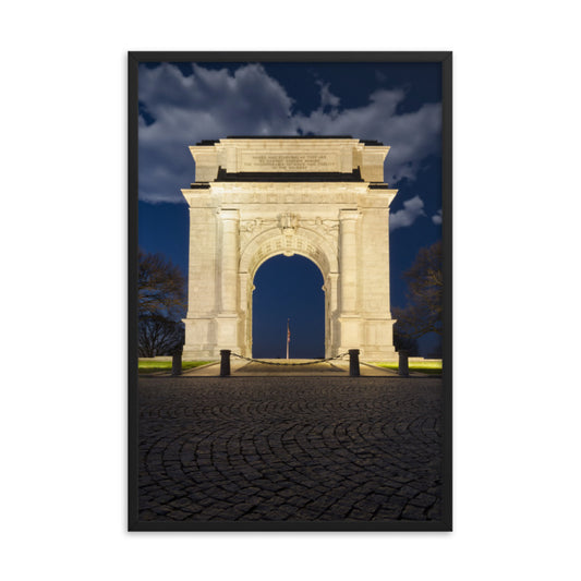 Night Photo At Valley Forge Arch Urban Landscape Photo Framed Wall Art Print  - PIPAFINEART