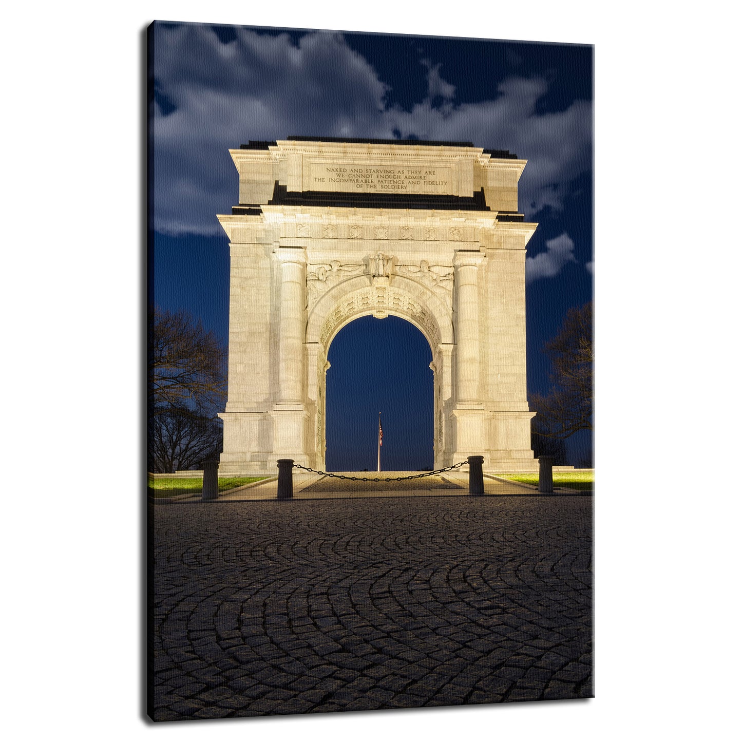 Valley Forge Memorial Arch Night Photo Fine Art Canvas Wall Art Prints - PIPAFINEART