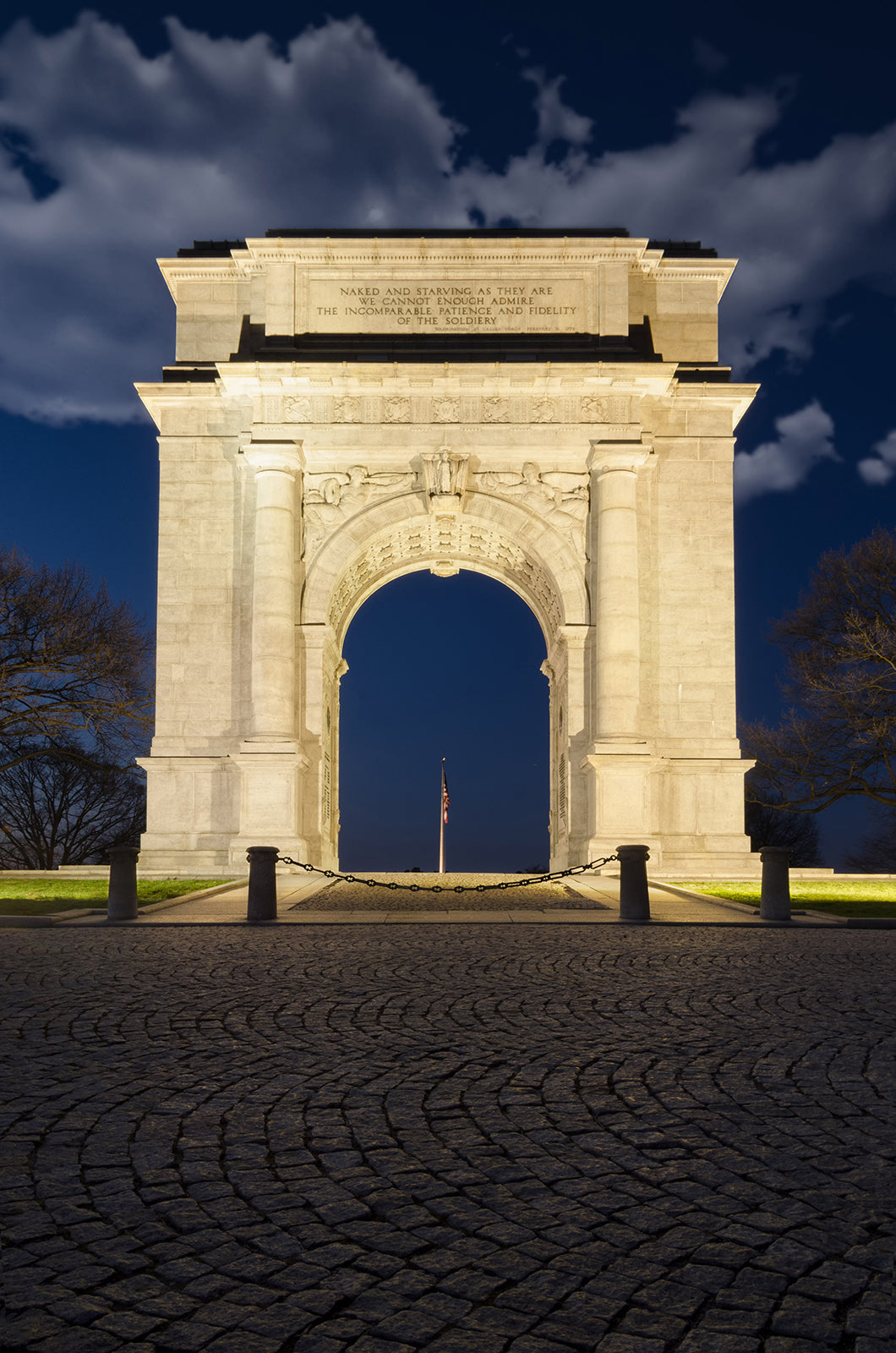 Valley Forge Memorial Arch Night Photo Fine Art Canvas Wall Art Prints - PIPAFINEART