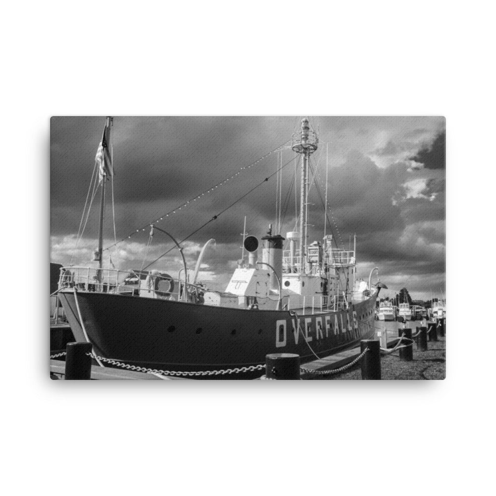 Overfalls Lightship Black and White Coastal Landscape Canvas Wall Art Prints