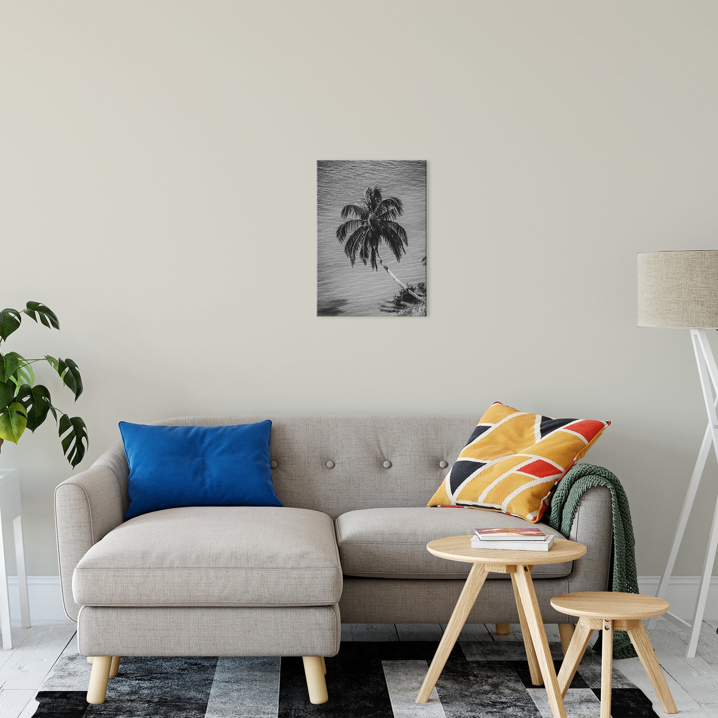 Palm Over Water Black and White Nature / Botanical Photo Fine Art Canvas Wall Art Prints 16" x 20" - PIPAFINEART