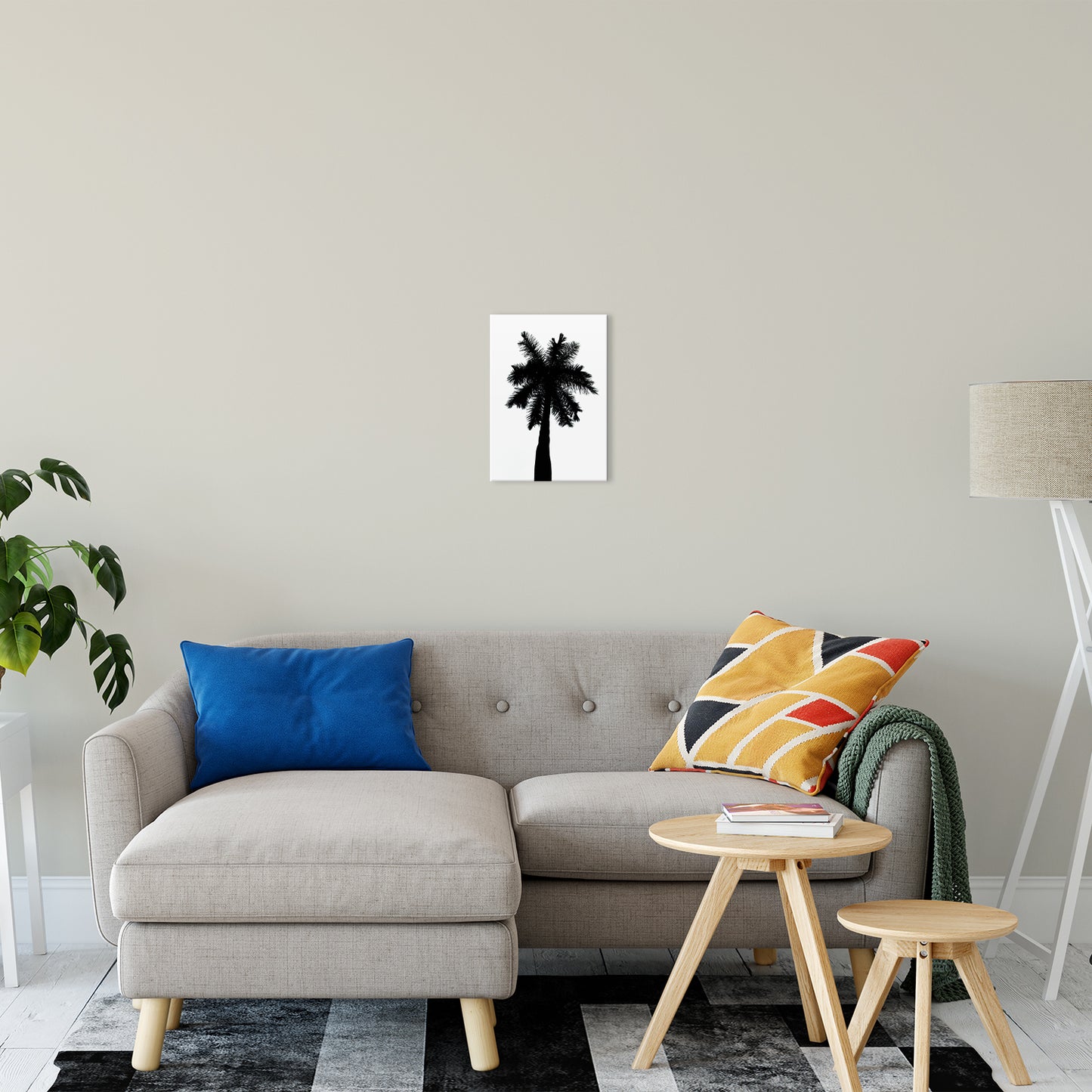 Palm Tree Silhouette on Pure White Nature / Botanical Photo Fine Art Canvas Wall Art Prints 11" x 14" - PIPAFINEART