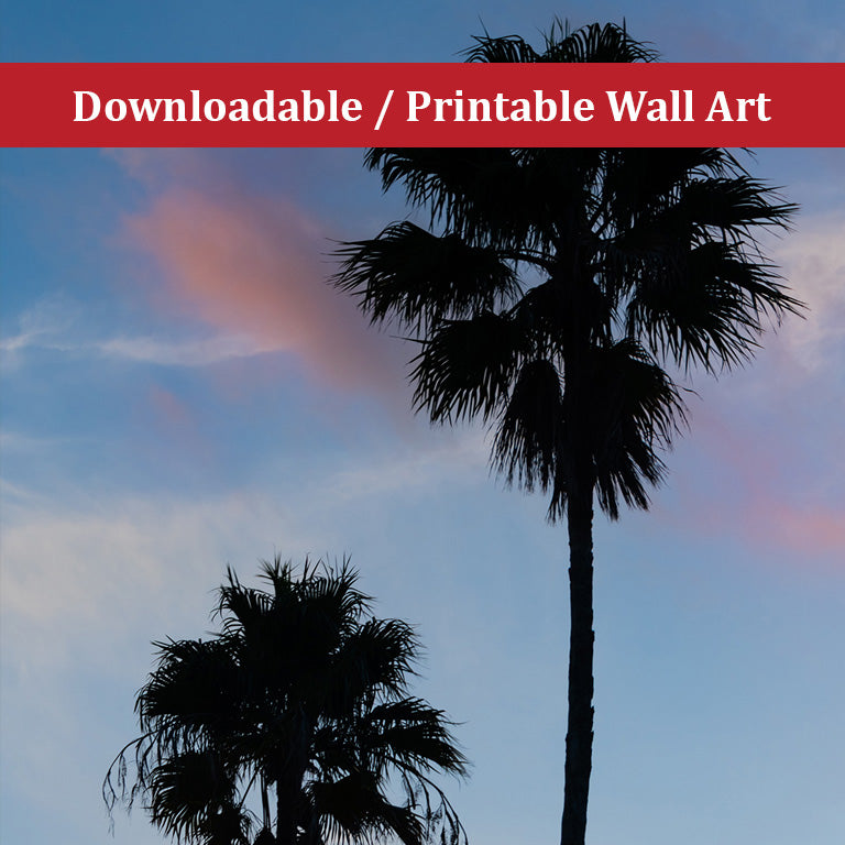 Palm Tree Silhouettes on Blue Sky Botanical Nature Photo DIY Wall Decor Instant Download Print - Printable - PIPAFINEART