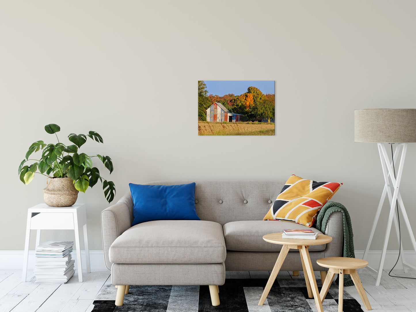 Patriotic Barn in Field Rural Landscape Photo Fine Art Canvas Wall Art Prints 20" x 24" - PIPAFINEART