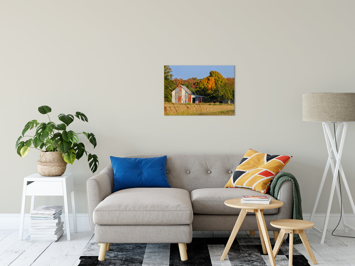 Patriotic Barn in Field Rural Landscape Photo Fine Art Canvas Wall Art Prints 20" x 30" - PIPAFINEART