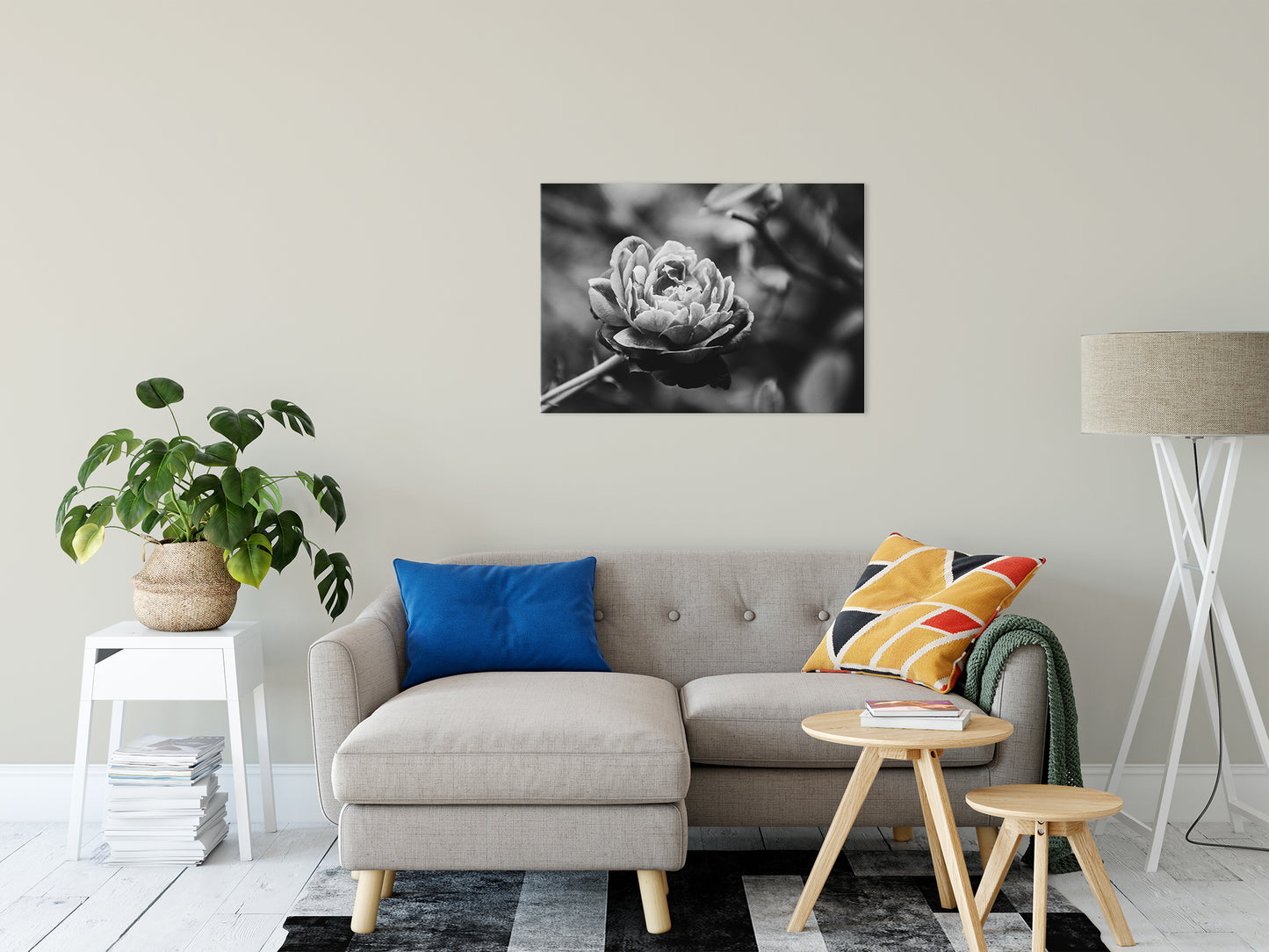 Perfect Petals Black & White Floral Nature Photo Fine Art Canvas Wall Art Prints 24" x 36" - PIPAFINEART