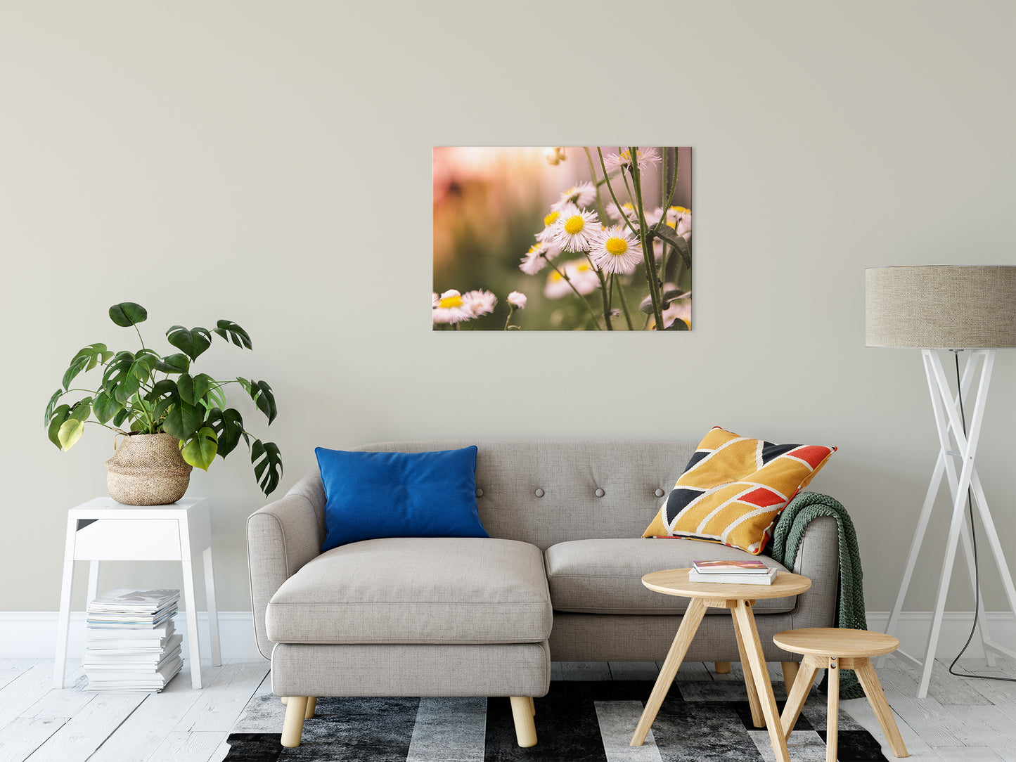 Philadelphia Fleabane Cluster Softened Floral Photo Fine Art Canvas Wall Art Prints 24" x 36" - PIPAFINEART