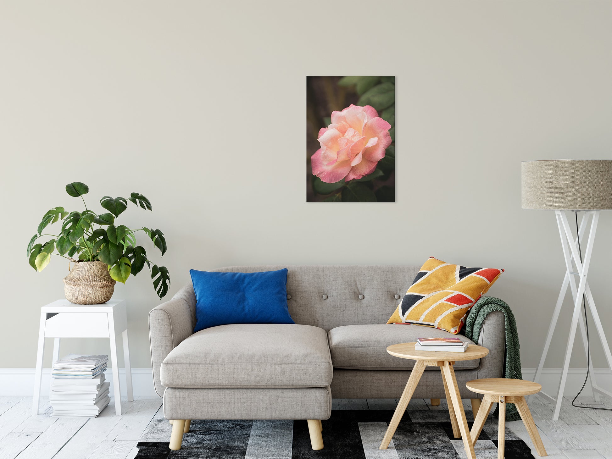 Pink and White Softened Rose Floral Nature Photo Fine Art Canvas Wall Art Prints 20" x 30" - PIPAFINEART