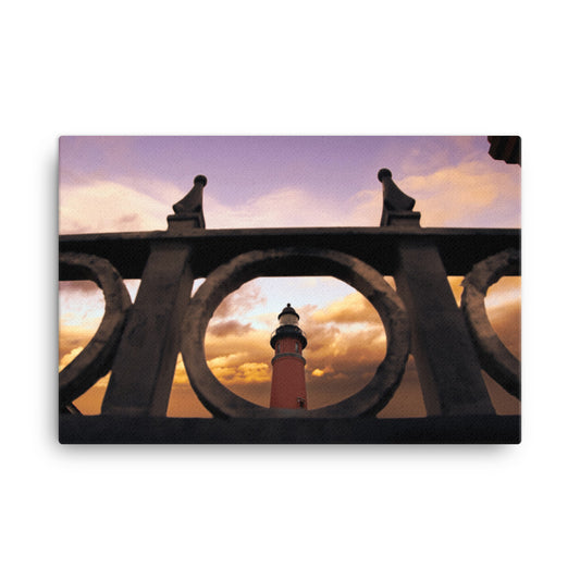 Ponce De Leon Lighthouse and Iron Fence Architectural Coastal Photo Canvas Wall Art Prints