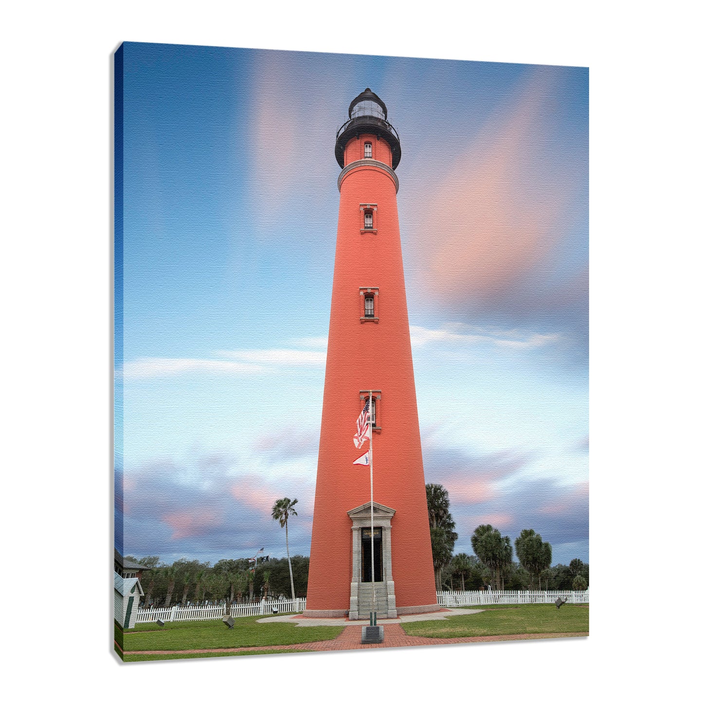 Bathroom Coastal Wall Art: Ponce De Leon Lighthouse and Sunset Landscape Architectural Coastal Photo Fine Art Canvas Wall Art Print