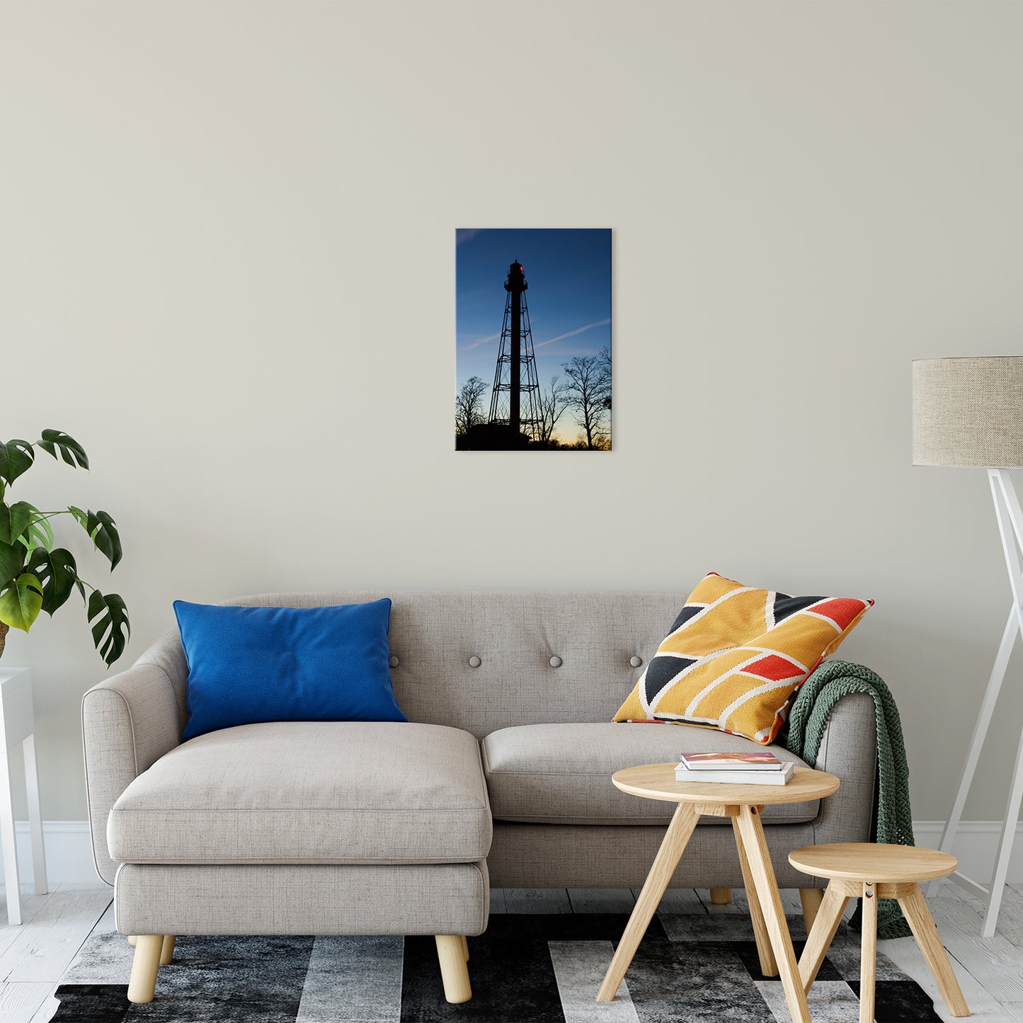 Reedy Point Rear Lighthouse Silhouette Night Photo Fine Art Canvas Wall Art Prints 16" x 20" - PIPAFINEART