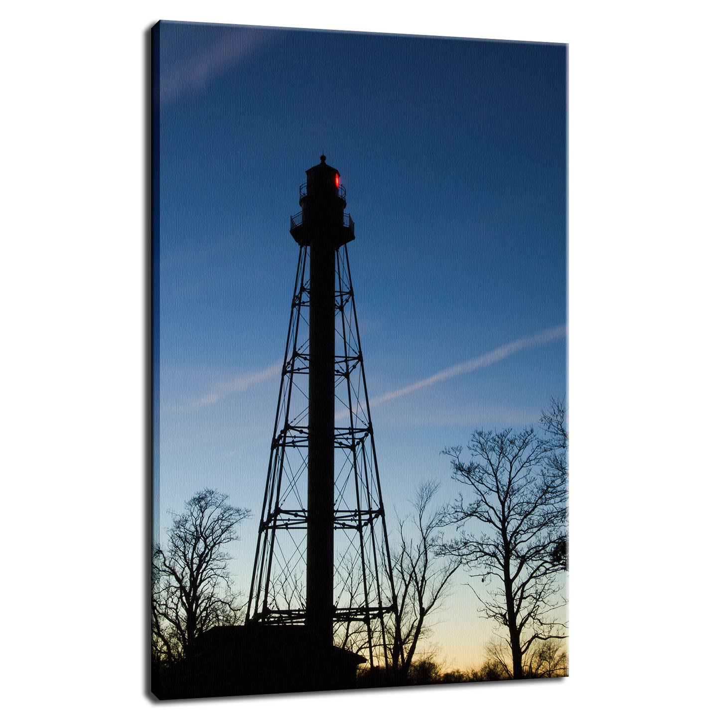 Reedy Point Rear Lighthouse Silhouette Night Photo Fine Art Canvas Wall Art Prints - PIPAFINEART