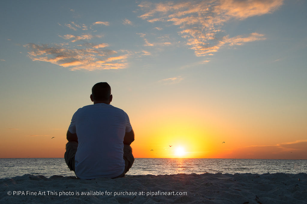 Reflections of The Day Coastal Sunset Landscape Fine Art Canvas Prints - PIPAFINEART
