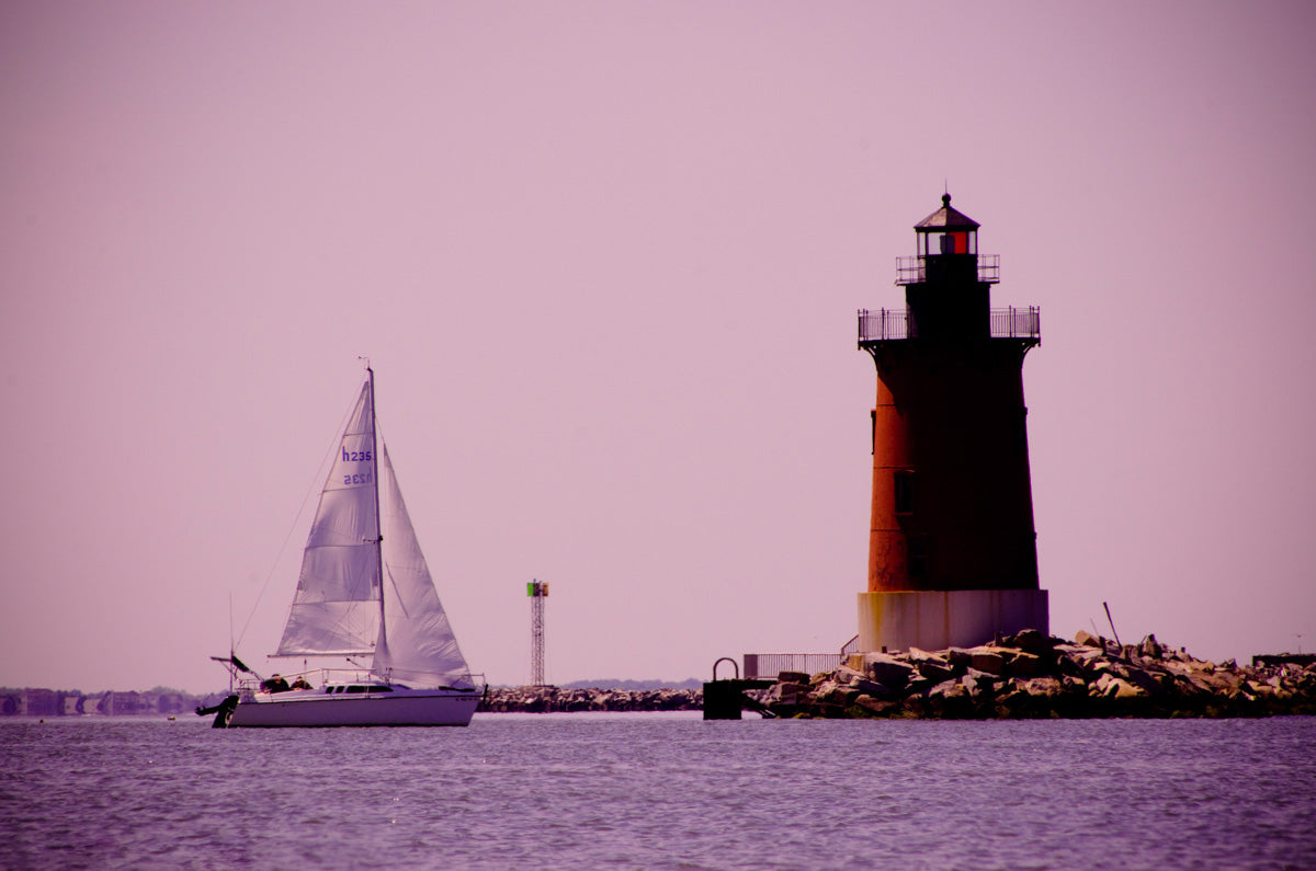 Sailing in the Bay Beach Coastal Landscape Photo Fine Art Canvas Wall Art Prints - PIPAFINEART