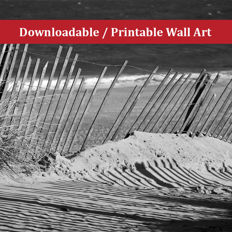 Sandy Beach Fence Landscape Photo DIY Wall Decor Instant Download Print - Printable - PIPAFINEART