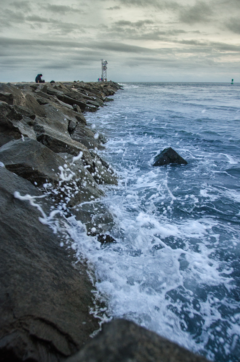 Splashing on the Jetty Coastal Landscape Photo Fine Art Canvas Wall Art Prints - PIPAFINEART