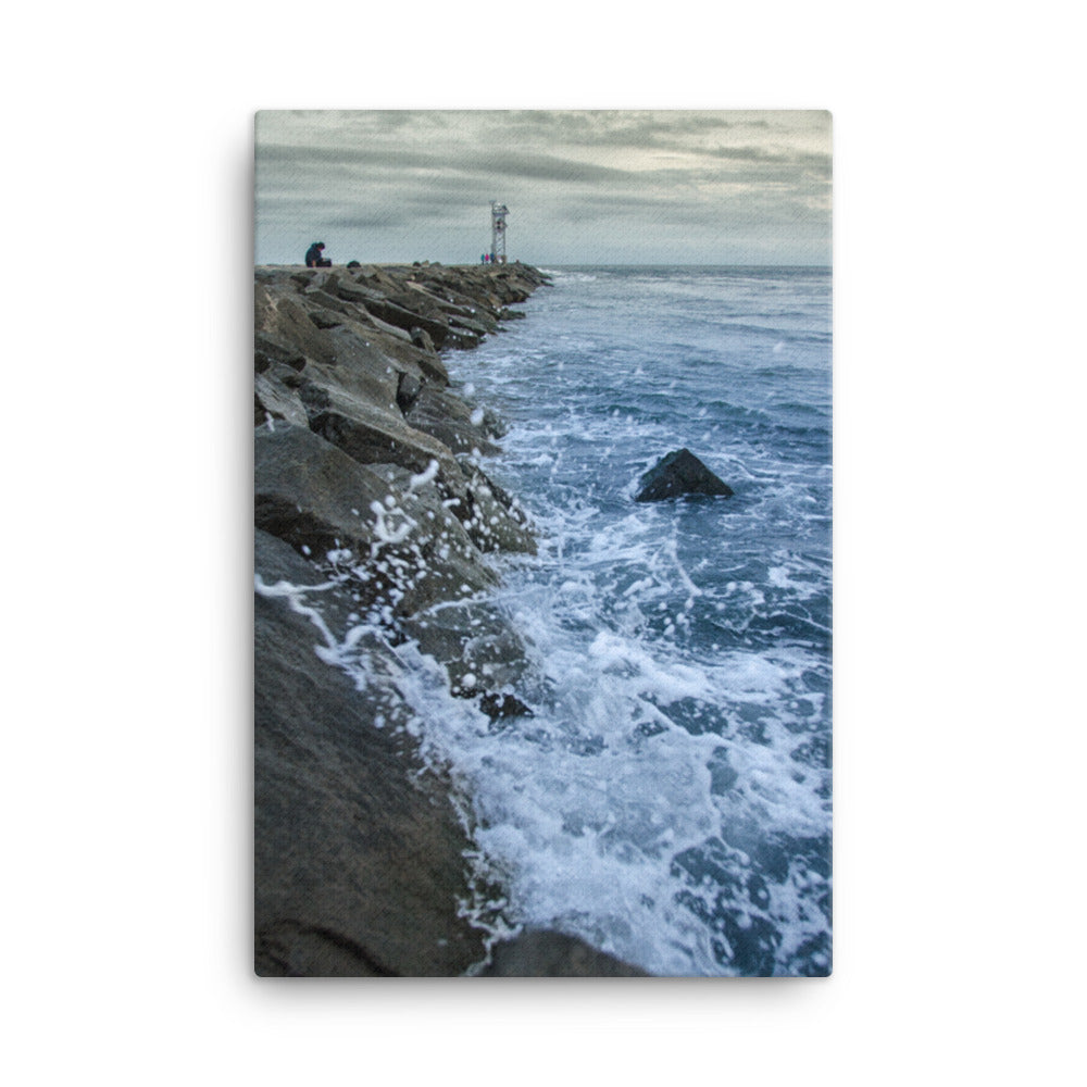 Splashing on the Jetty Coastal Landscape Canvas Wall Art Prints