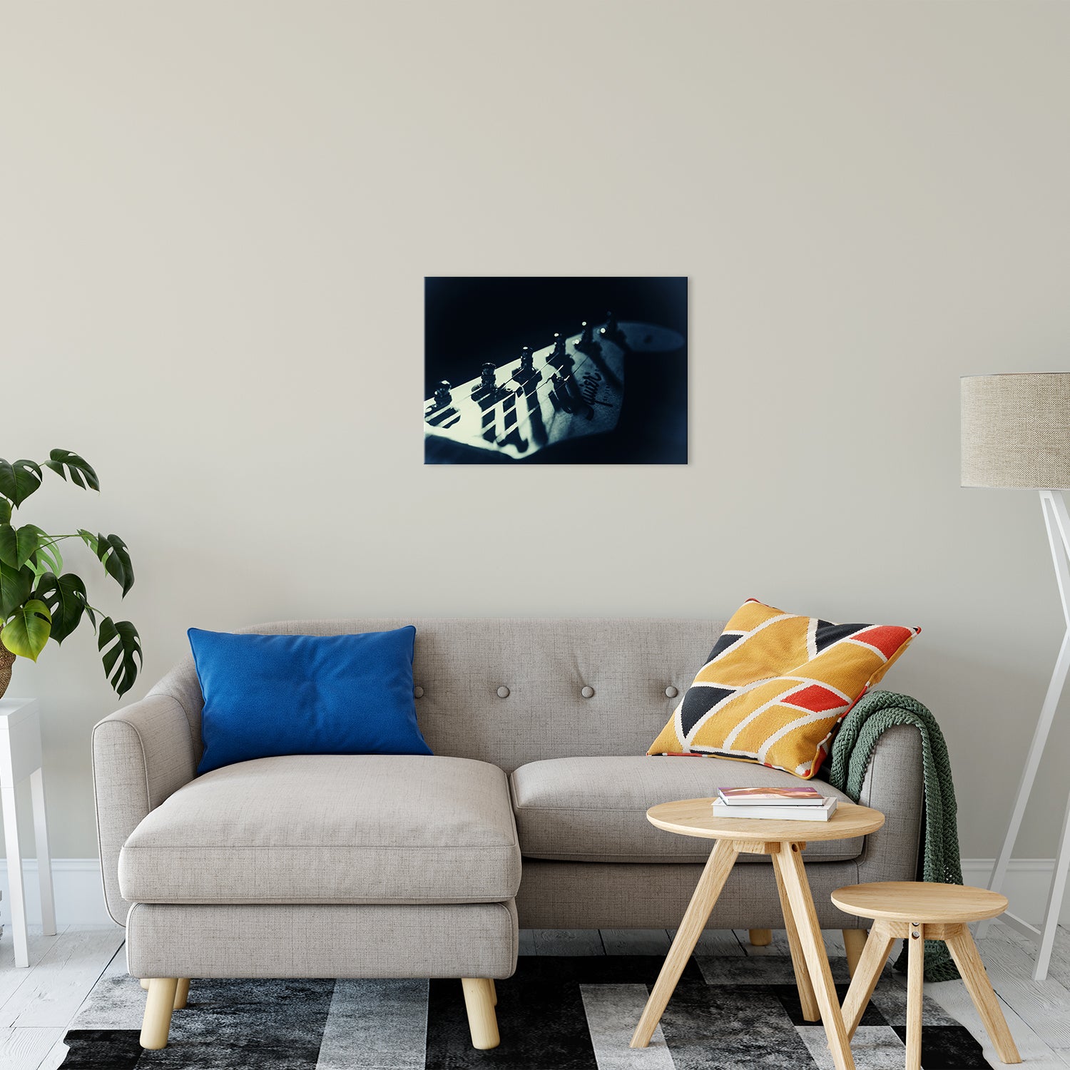 Squire Electric Guitar Head Colorized Black and White Abstract Photo Fine Art Canvas & Unframed Wall Art Prints 20" x 24" / Fine Art Canvas - PIPAFINEART