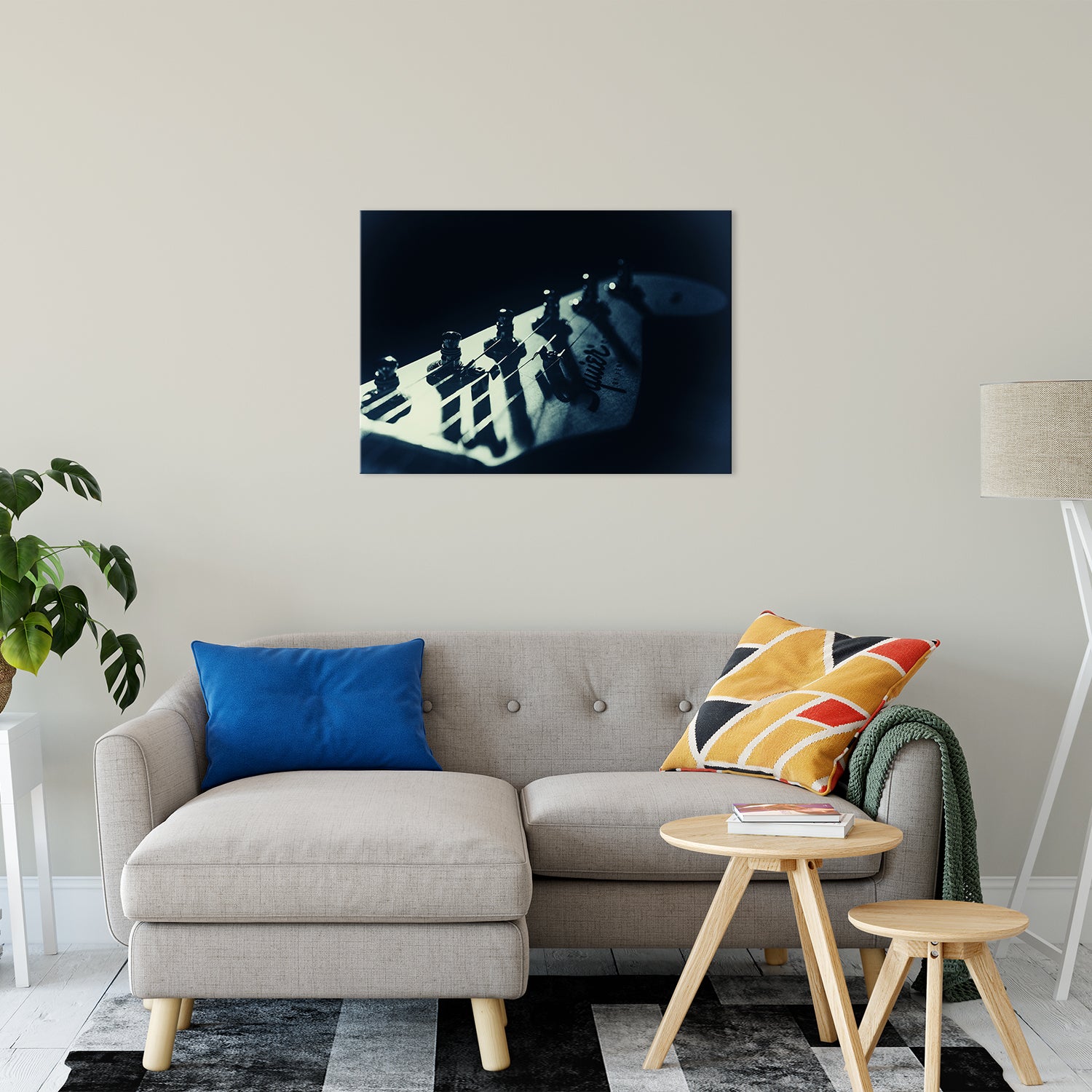 Squire Electric Guitar Head Colorized Black and White Abstract Photo Fine Art Canvas & Unframed Wall Art Prints 24" x 36" / Fine Art Canvas - PIPAFINEART