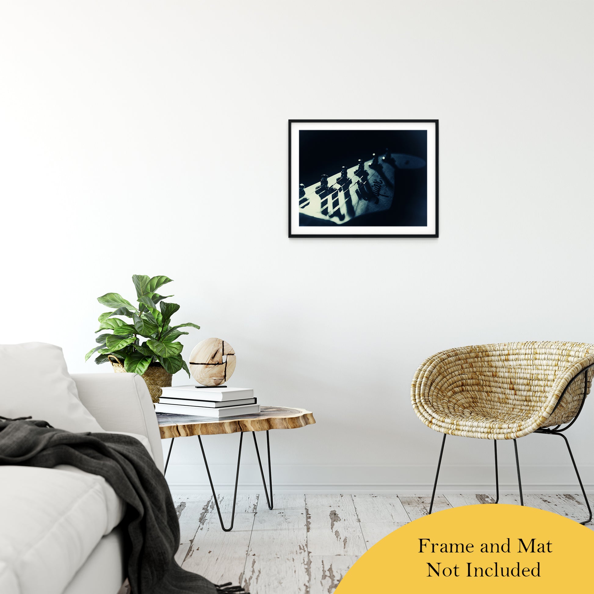 Squire Electric Guitar Head Colorized Black and White Abstract Photo Fine Art Canvas & Unframed Wall Art Prints 20" x 24" / Classic Paper - Unframed - PIPAFINEART