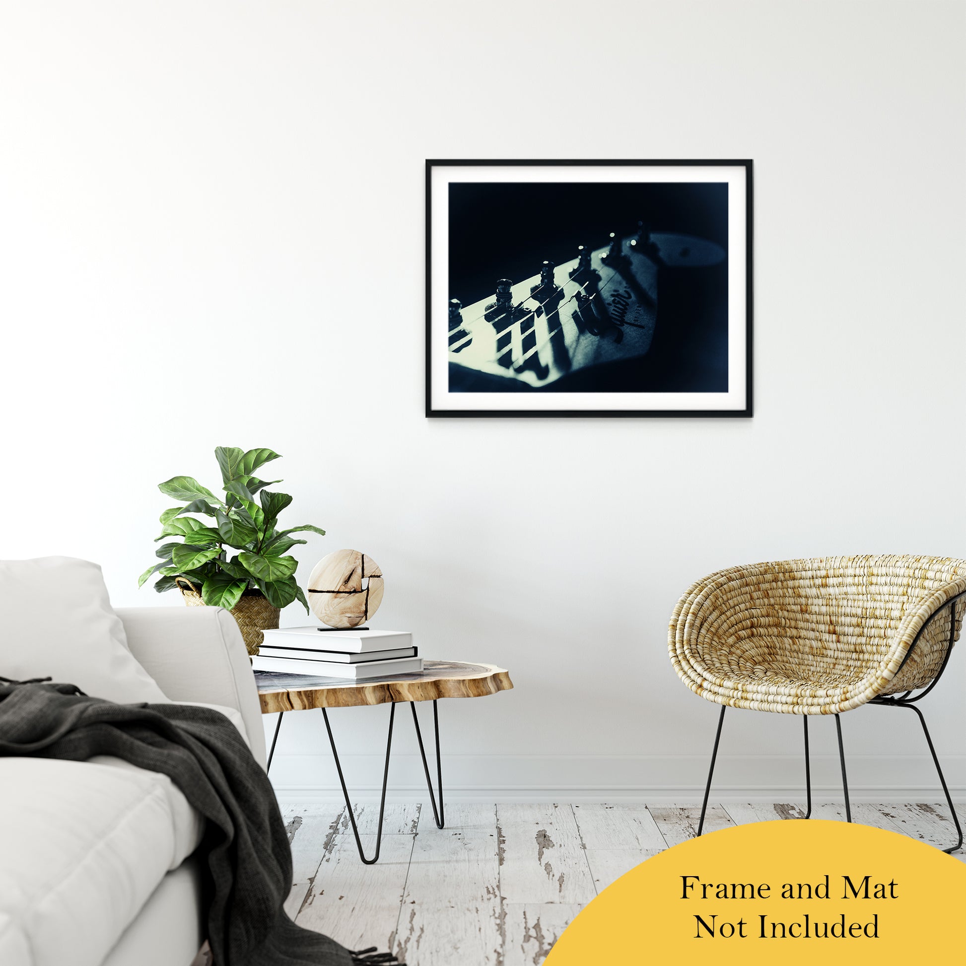 Squire Electric Guitar Head Colorized Black and White Abstract Photo Fine Art Canvas & Unframed Wall Art Prints 24" x 36" / Classic Paper - Unframed - PIPAFINEART