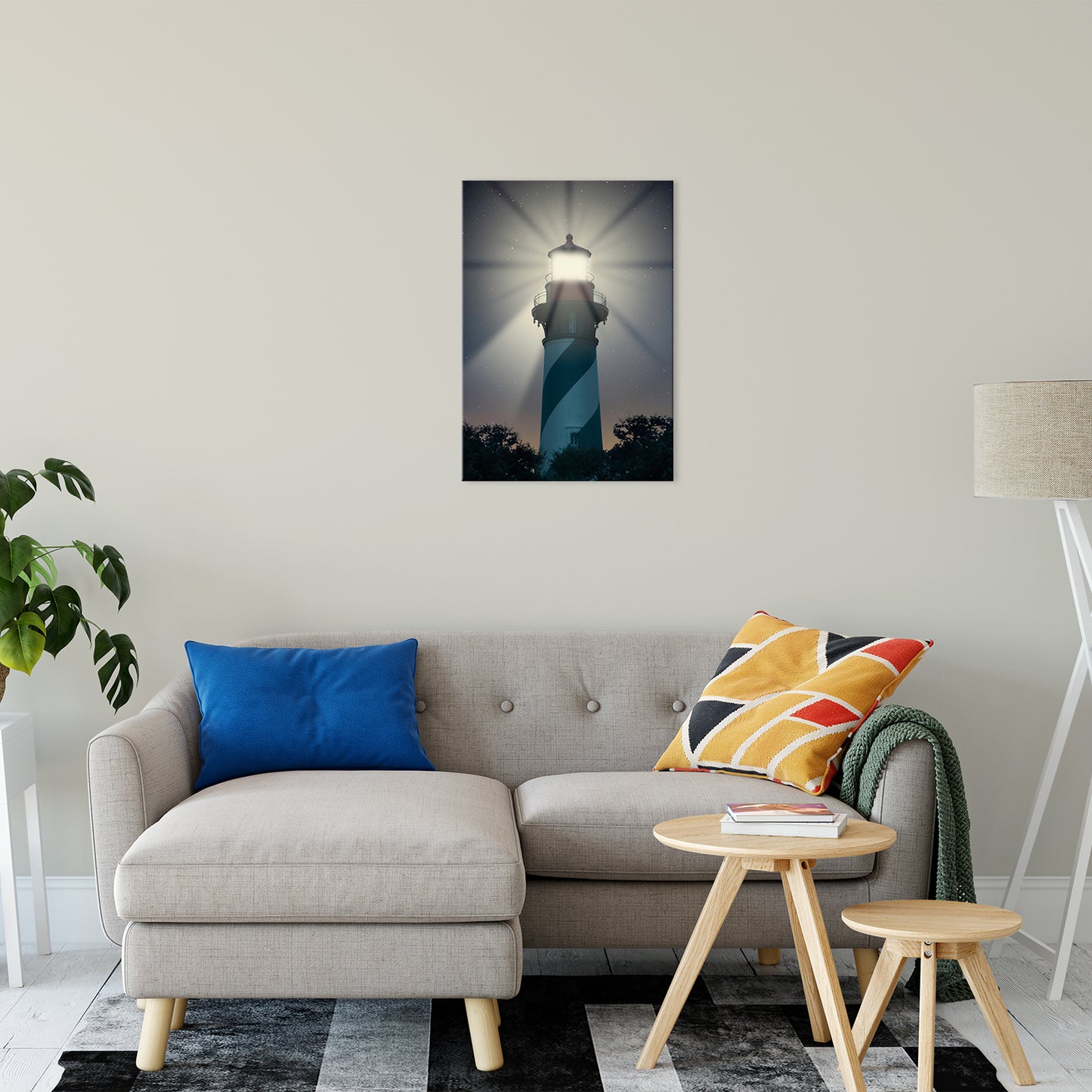 Overstock Coastal Wall Art: St. Augustine Lighthouse Night Light Photo Fine Art Canvas Wall Art Print