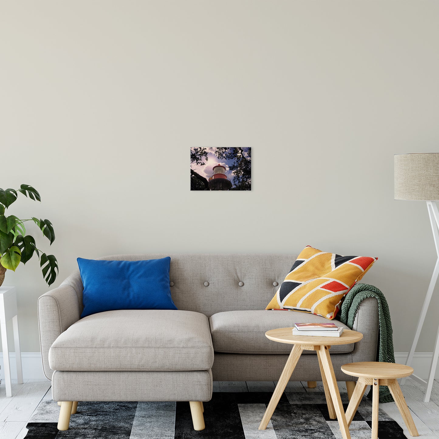 Bathroom Wall Decor Beach Theme: Saint Augustine Lighthouse and Tree Branches Urban Building Photograph Fine Art Canvas Wall Art Print
