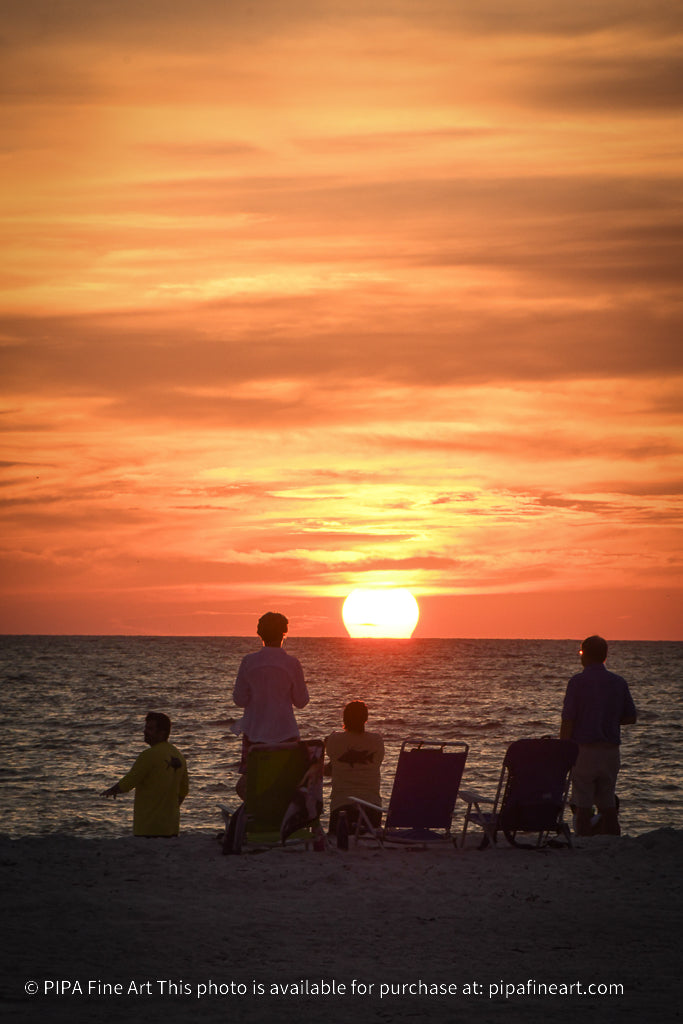 Summer Spectators Coastal Sunset Landscape Fine Art Canvas Prints - PIPAFINEART