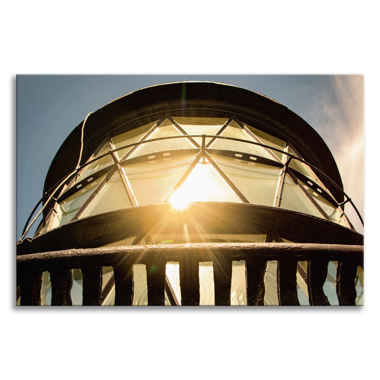 Sun Reflection on Glass Jupiter Lighthouse Canvas Wall Art Print