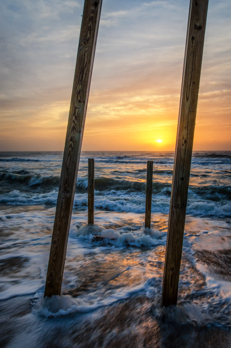 Sunrise Between the Pillars Coastal Landscape Photo Fine Art Canvas Wall Art Prints - PIPAFINEART