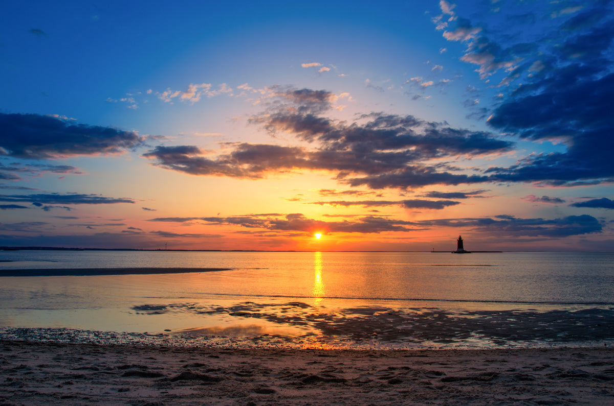 Sunset at Breakwater Lighthouse Landscape Photo DIY Wall Decor Instant Download Print - Printable - PIPAFINEART