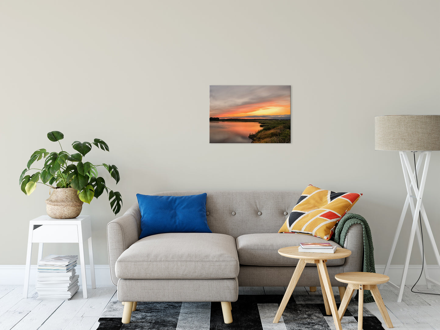 Sunset Over Woodland Marsh Landscape Photo Fine Art Canvas Wall Art Prints 20" x 24" - PIPAFINEART