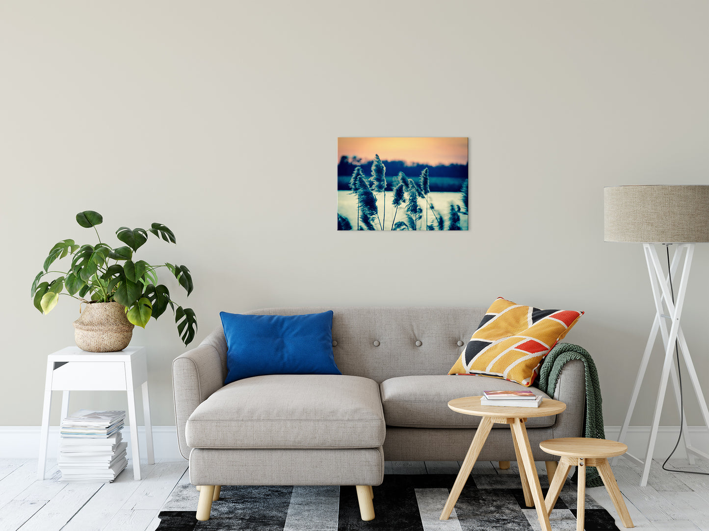 Sunset on the Marsh with Grasses Movement Fine Art Canvas Wall Art Prints 16" x 20" - PIPAFINEART