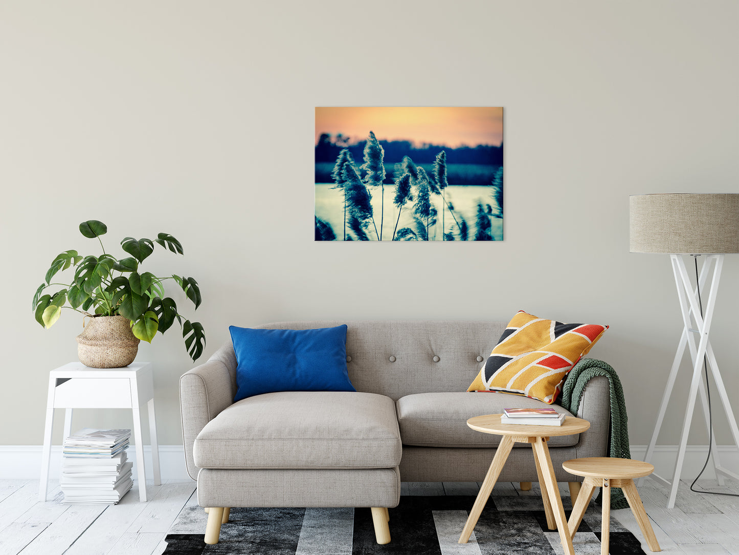 Sunset on the Marsh with Grasses Movement Fine Art Canvas Wall Art Prints 20" x 30" - PIPAFINEART