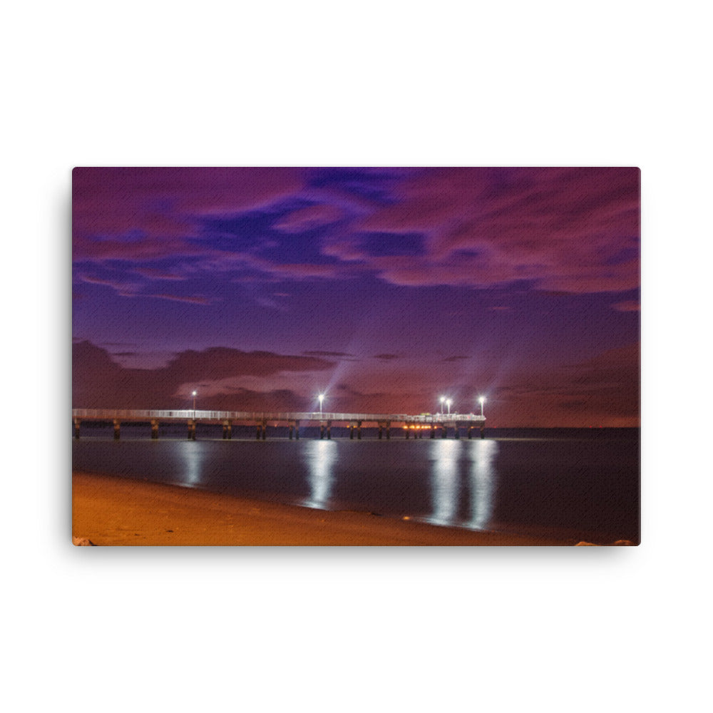 The Pier at Woodland Beach Coastal Urban Landscape Traditional Canvas Wall Art Print