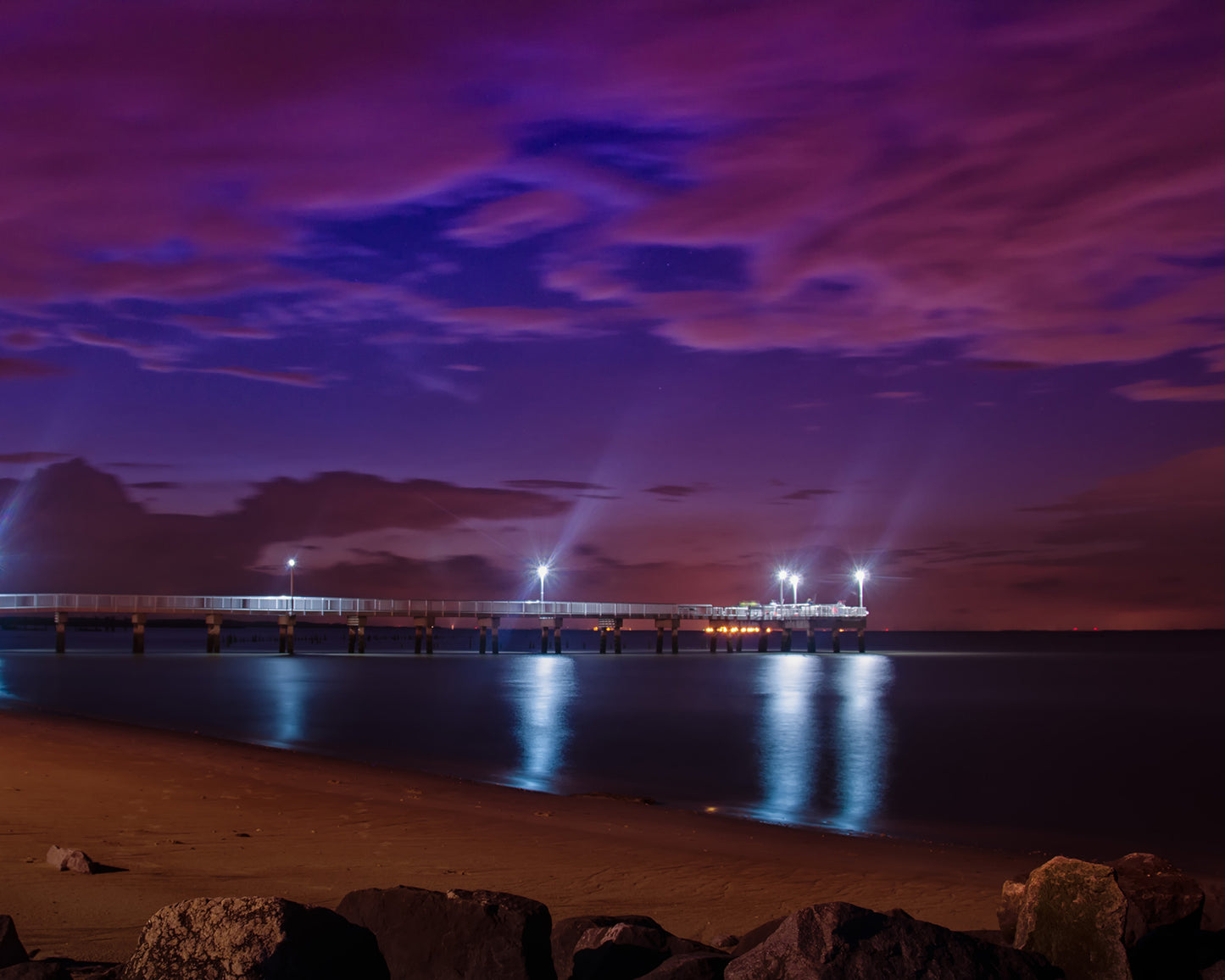 The Pier at Woodland Beach Urban Night Landscape Photo DIY Wall Decor Instant Download Print - Printable - PIPAFINEART