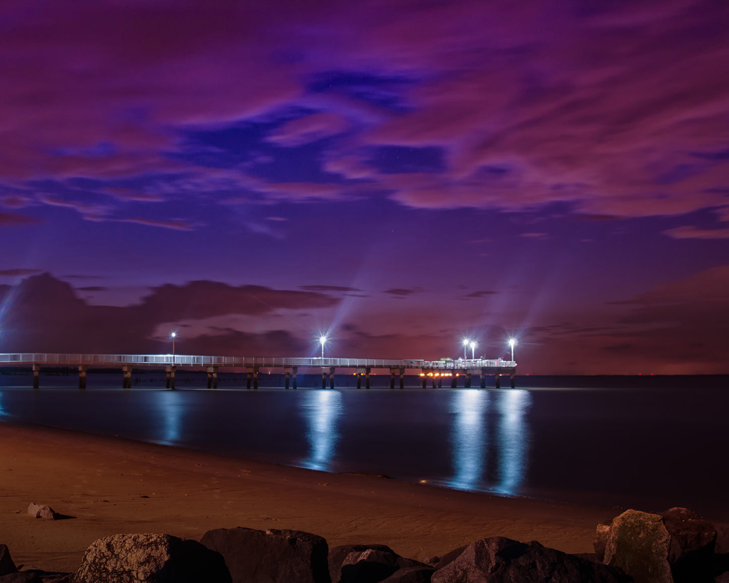 The Pier at Woodland Beach Urban Night Landscape Photo DIY Wall Decor Instant Download Print - Printable  - PIPAFINEART