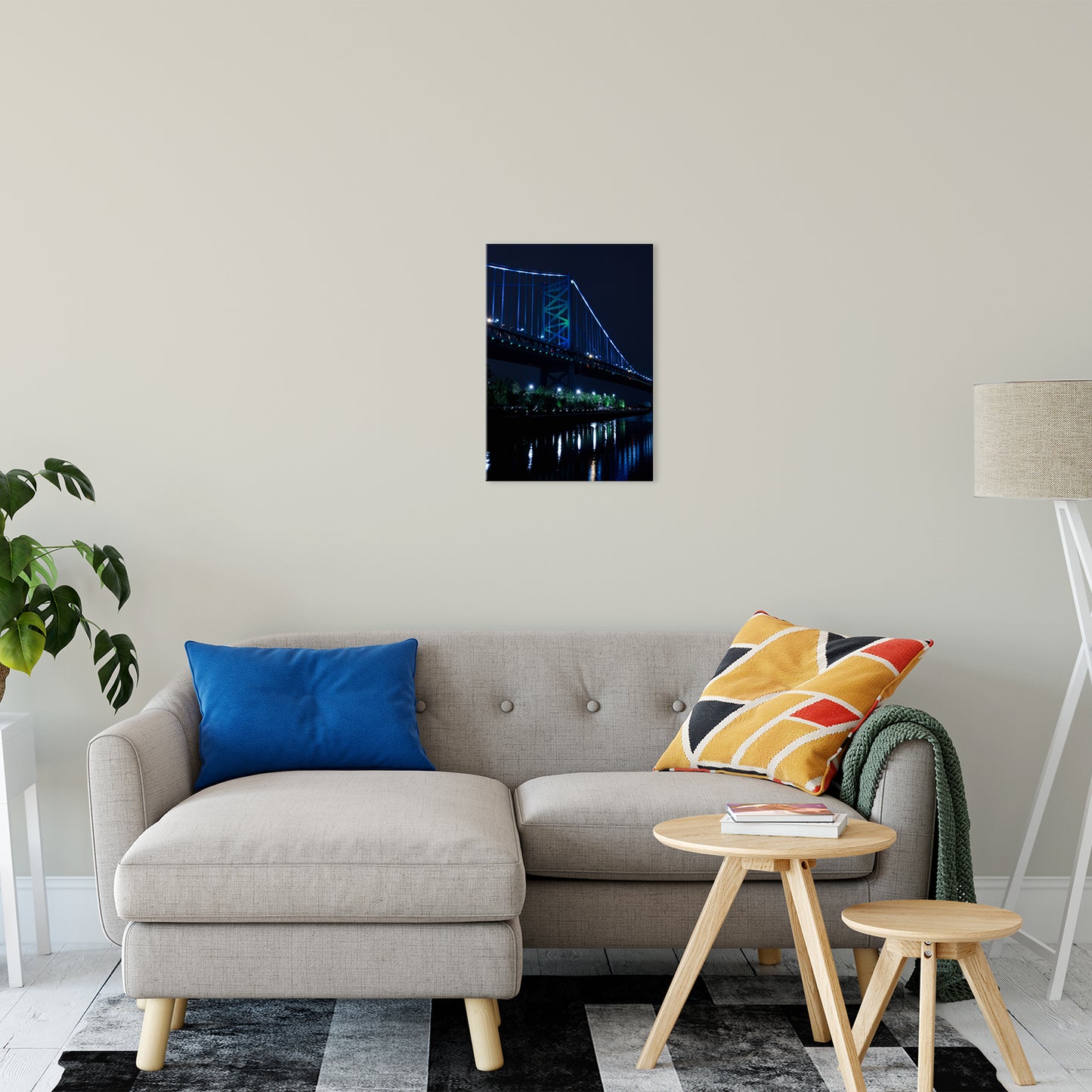 The Ben Franklin Bridge 3 Night Photo Fine Art Canvas Wall Art Prints 16" x 20" - PIPAFINEART