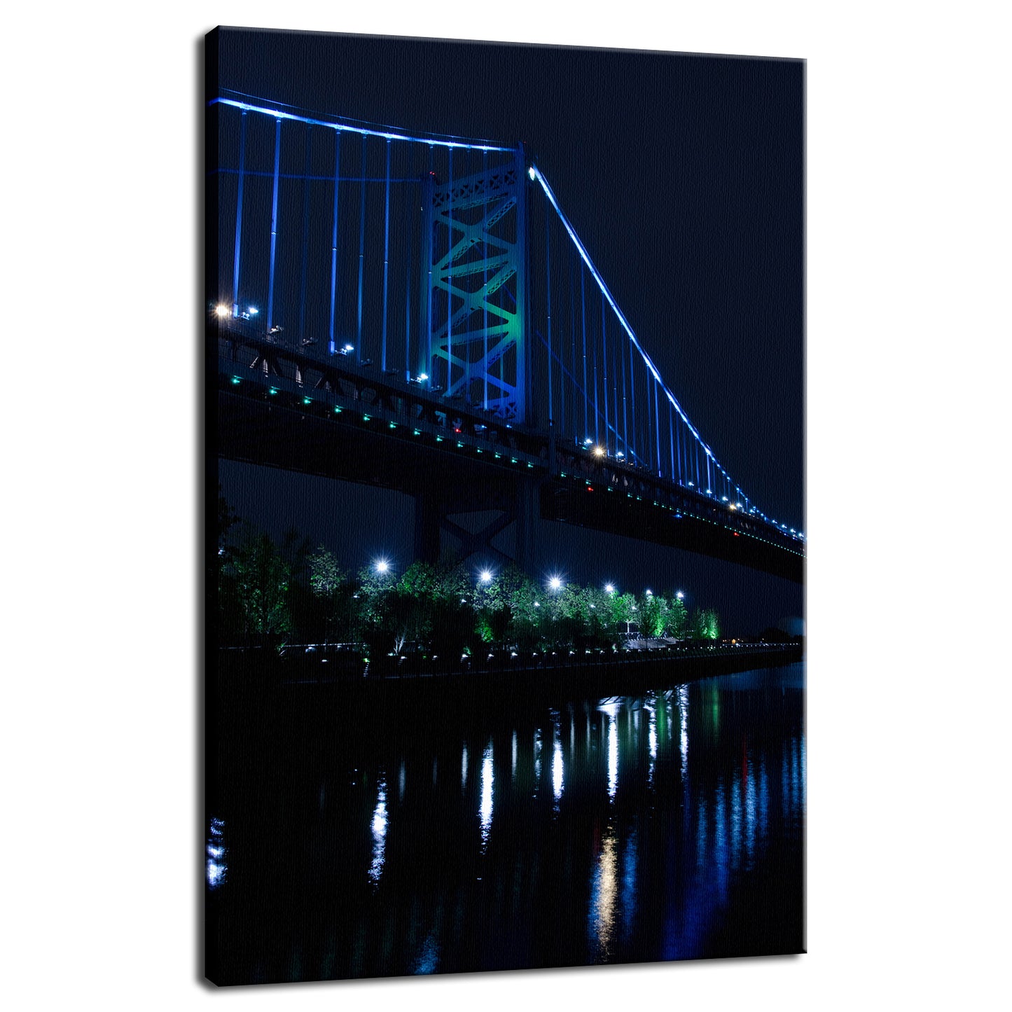 The Ben Franklin Bridge 3 Night Photo Fine Art Canvas Wall Art Prints - PIPAFINEART