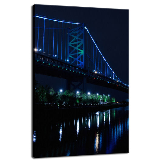 The Ben Franklin Bridge 3 Night Photo Fine Art Canvas Wall Art Prints  - PIPAFINEART