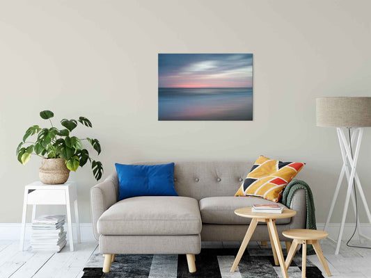 Pink and Blue Beach - Ocean - Coastal Abstract Landscape Fine Art Canvas Wall Art Prints - The Colors of Evening